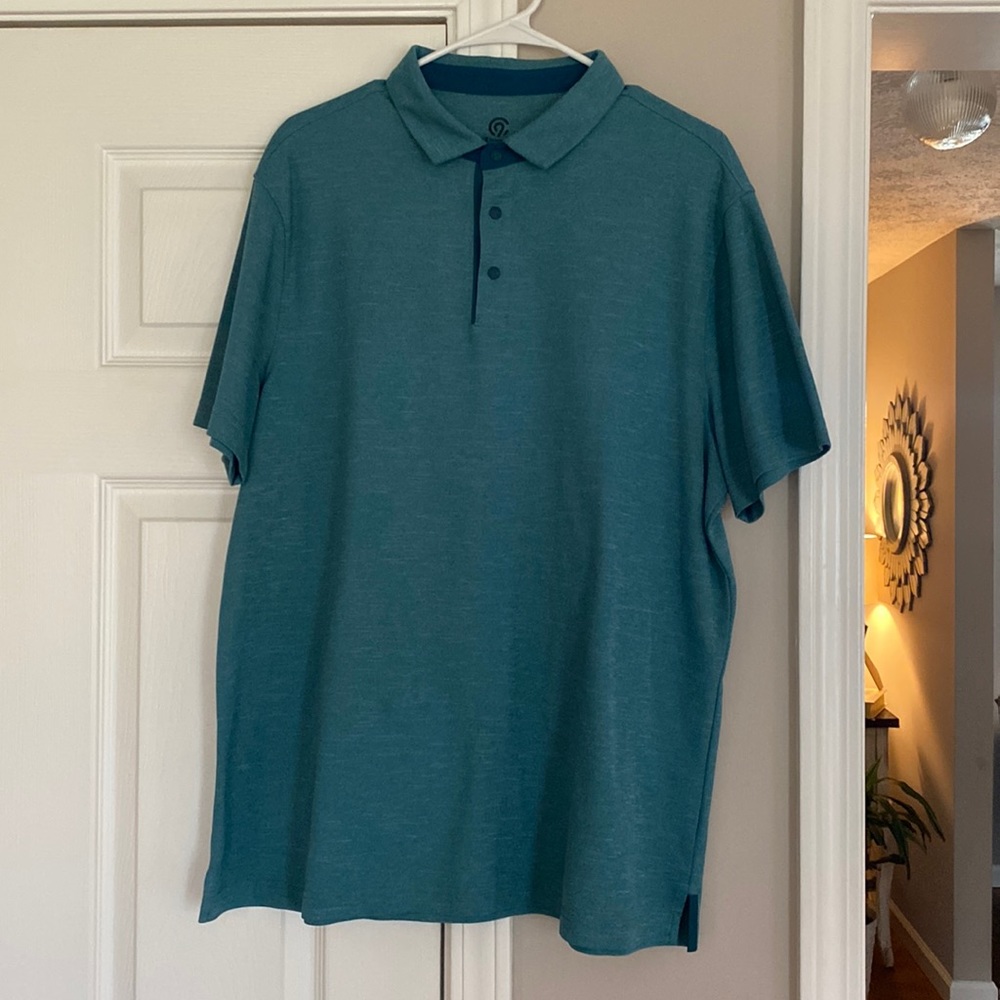 Champion Men’s Size XL Polo 100% Polyester Teal Perfect Like New Condition